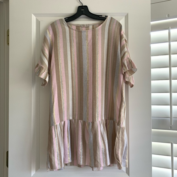 BELLAMBRA LINEN LUREX STRIPE DRESS - Picture 2 of 5